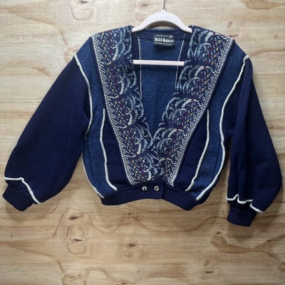 Bill Baber‎ Wool Knitwear Islay Short Bodied Crop Cardigan Small.  Coogi Style. - Picture 1 of 8